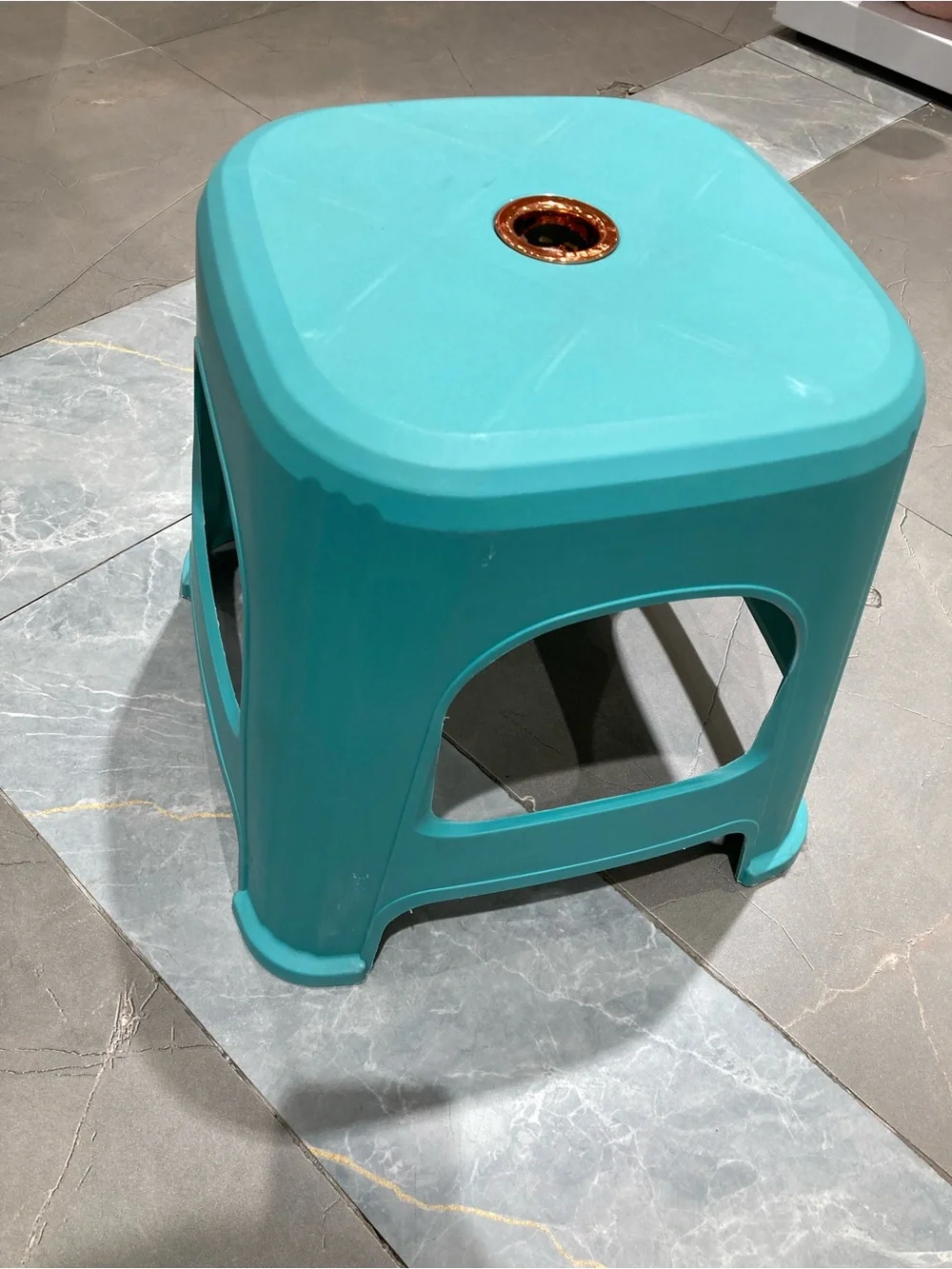 Aqua Plastic Step Stool with Built-In Handle